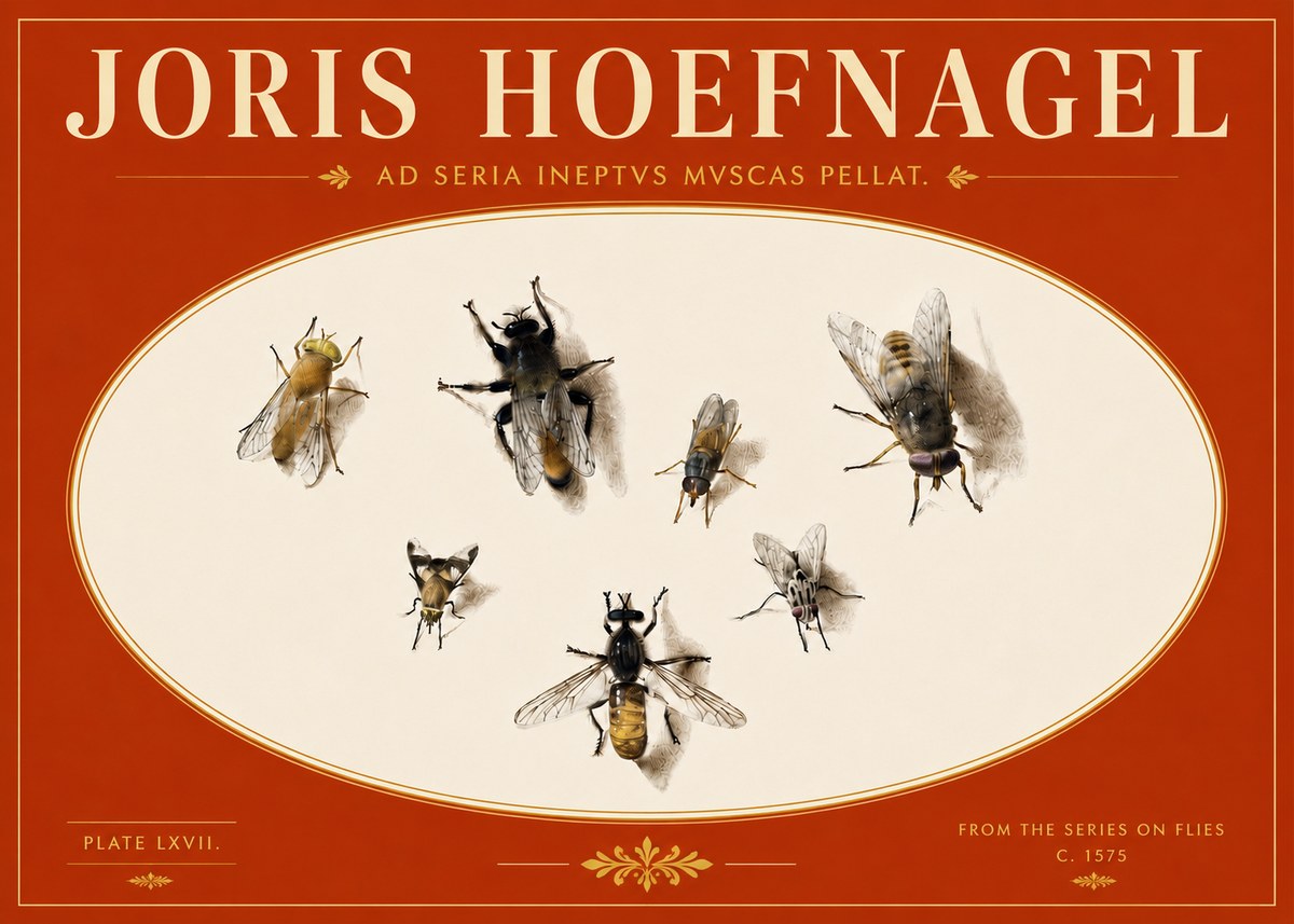 Joris Hoefnagel From the Series on Flies - Plate Lxvii. No5 - Poster