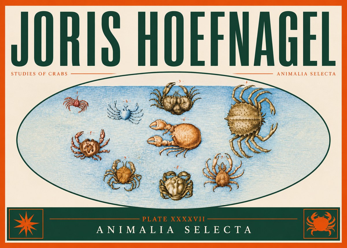 Joris Hoefnagel Studies of Crabs No4 - Poster