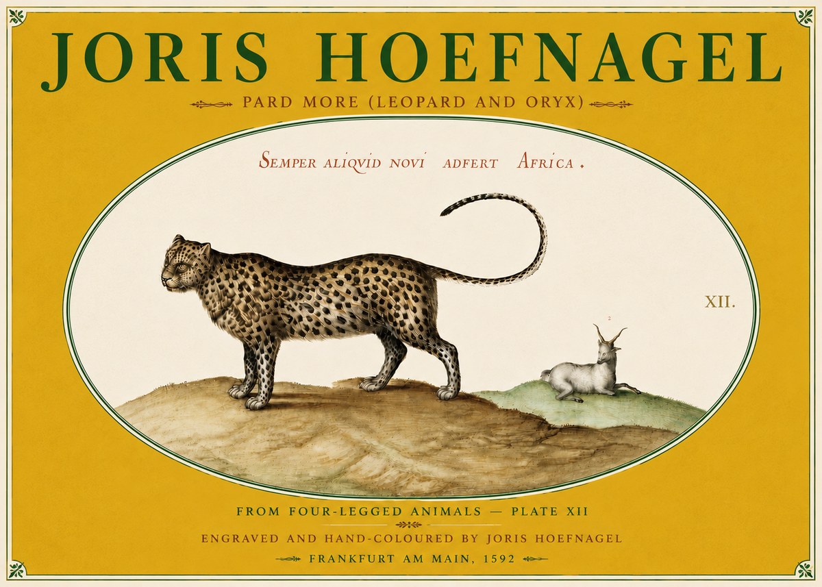 Joris Hoefnagel Pard More (Leopard and Oryx) No6 - Poster
