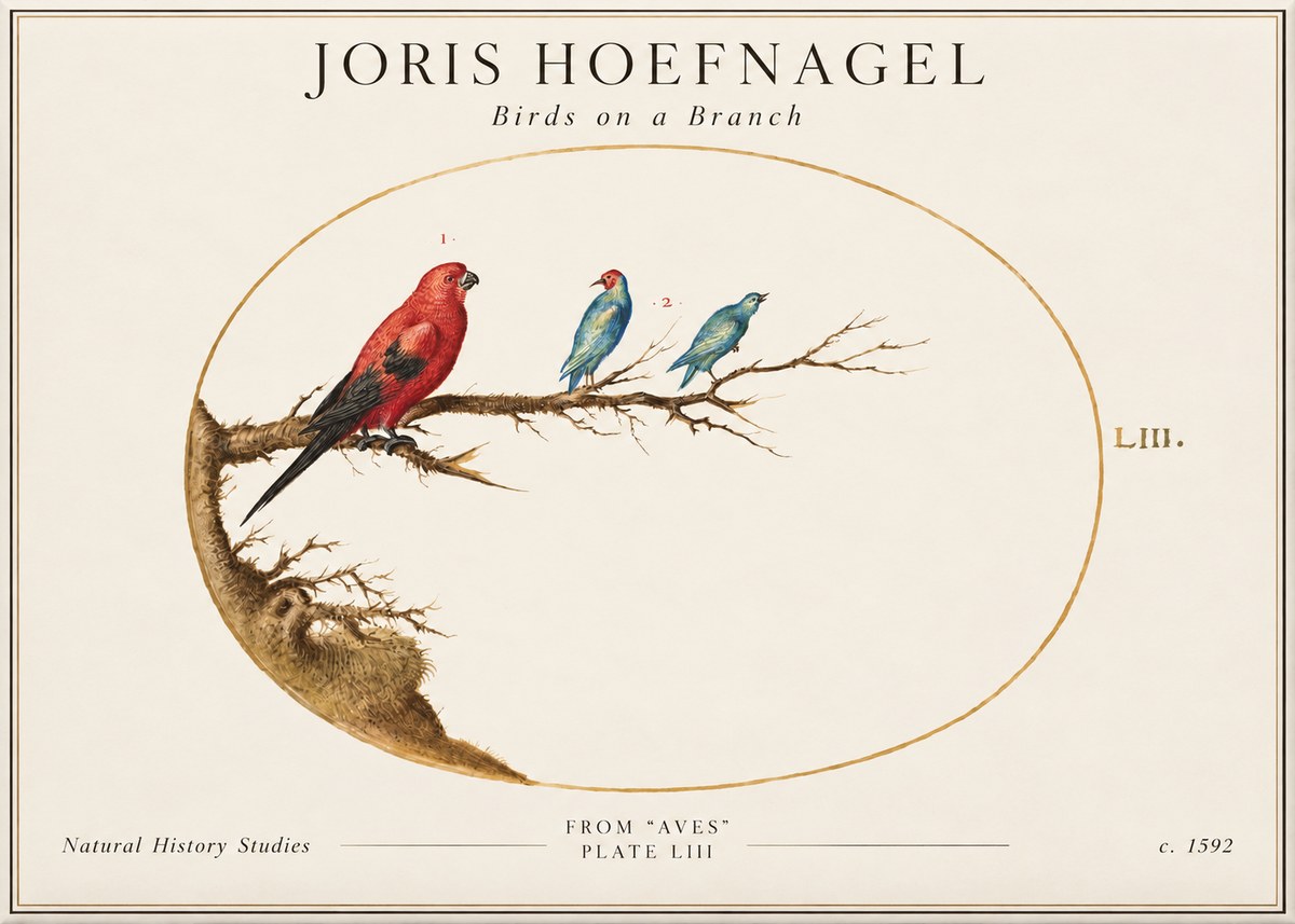 Joris Hoefnagel Birds on a Branch No2 - Poster