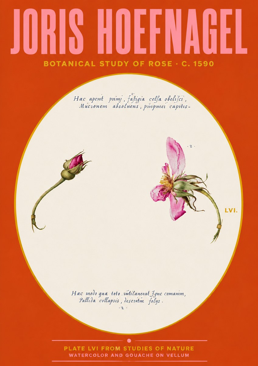 Joris Hoefnagel Botanical Study of Rose No4 - Poster