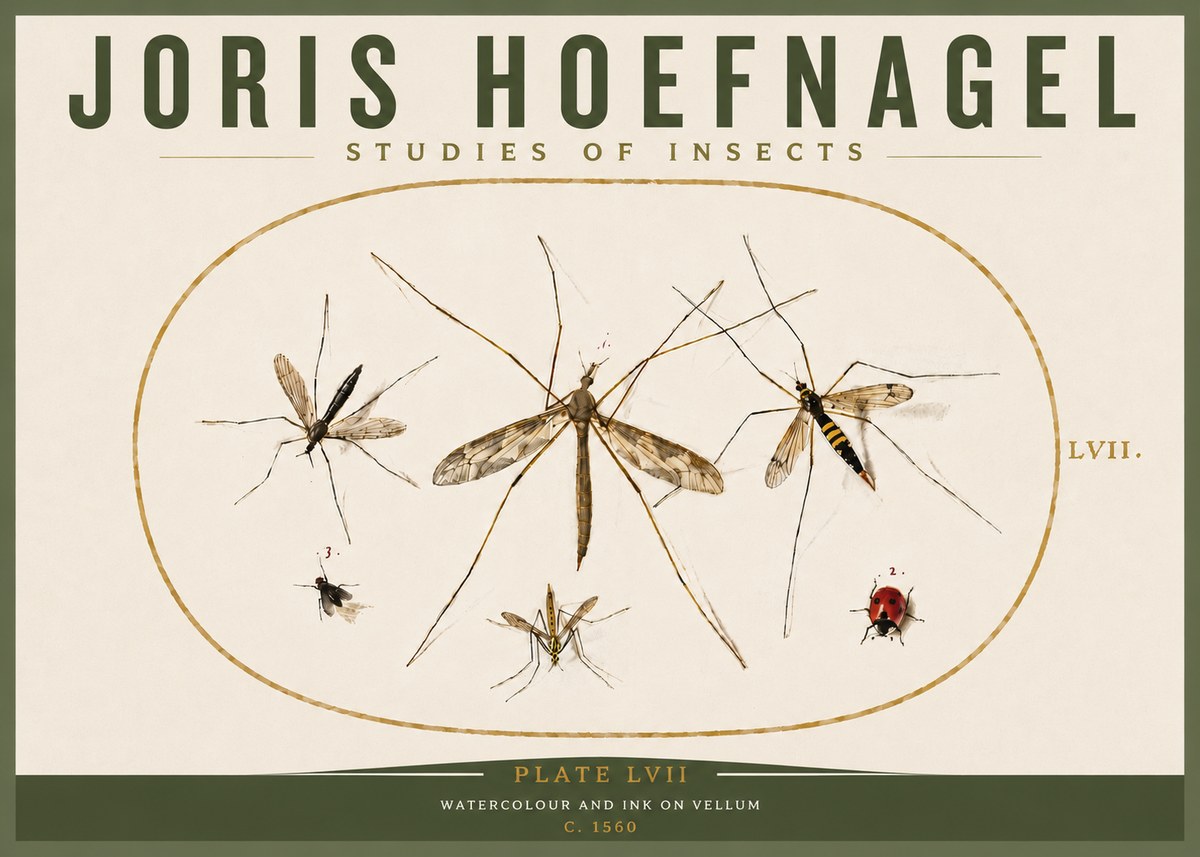 Joris Hoefnagel Studies of Insects II No5 - Poster
