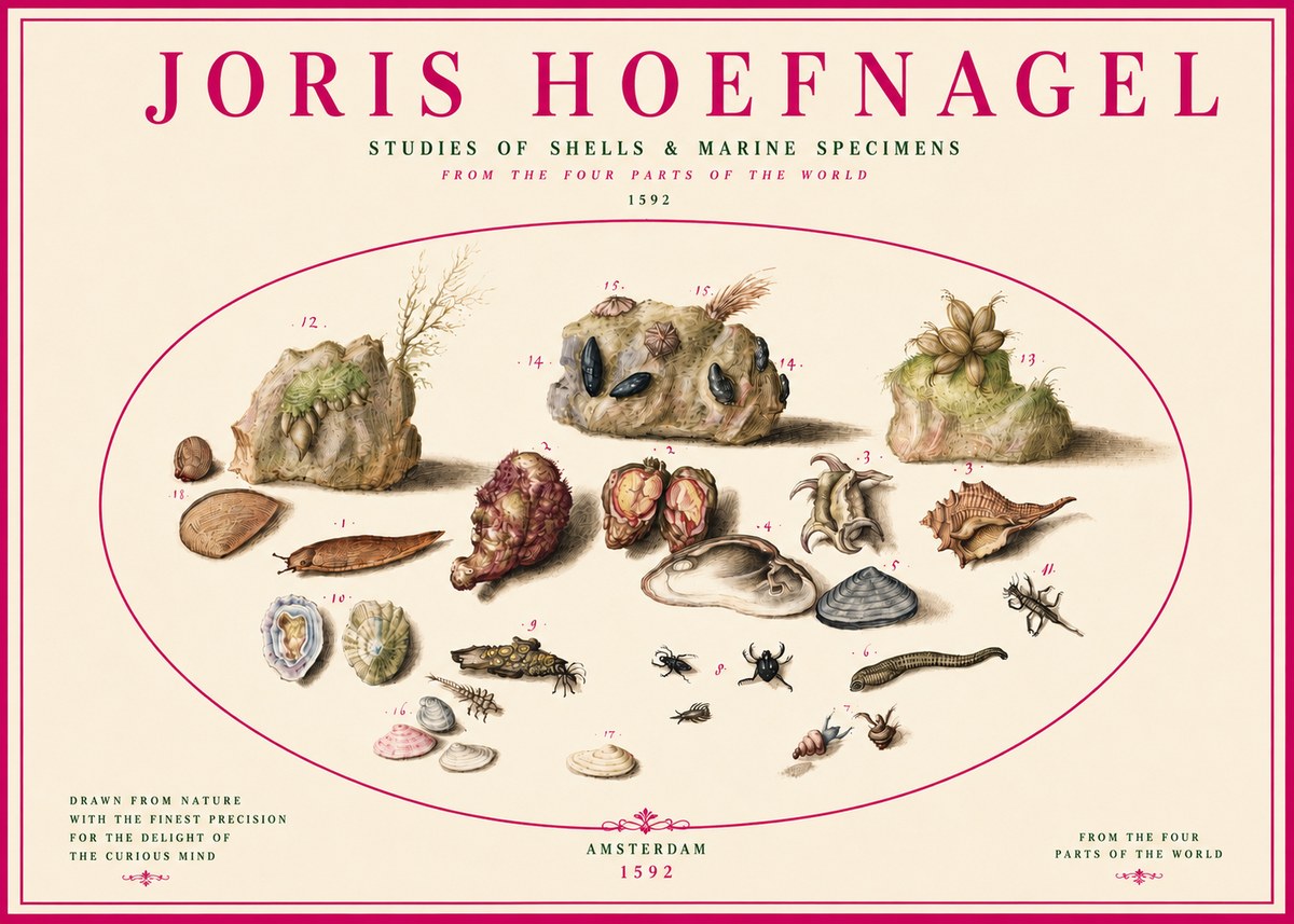 Joris Hoefnagel Studies of Shells & Marine Specimens No3 - Poster