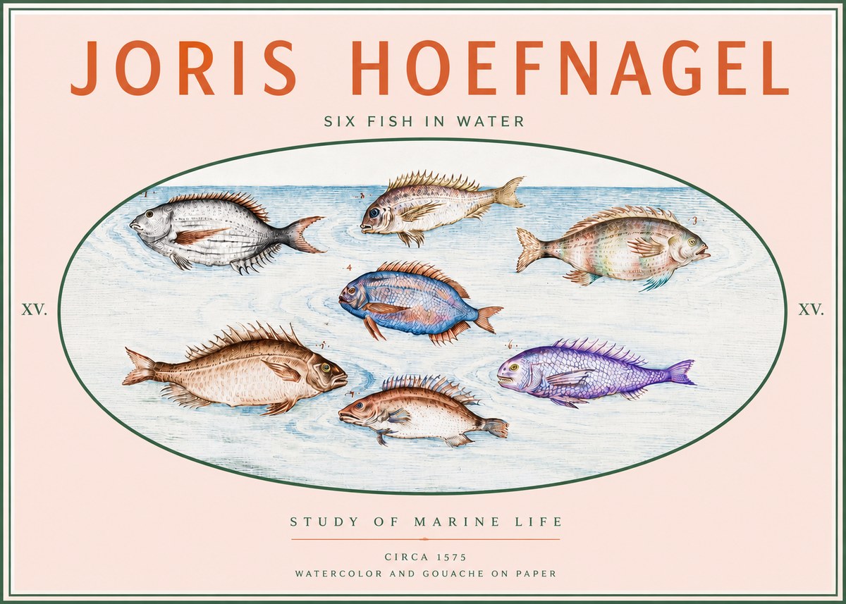 Joris Hoefnagel Six Fish in Water No3 - Poster