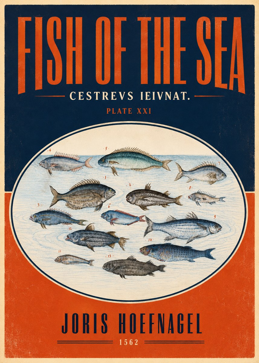 Joris Hoefnagel Fish of the Sea - Cestrevs Ieivnat. Plate Xxi No4 - Poster