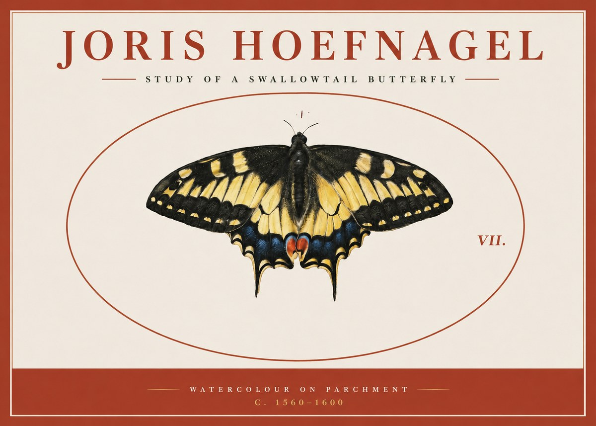 Joris Hoefnagel Study of a Swallowtail Butterfly No3 - Poster