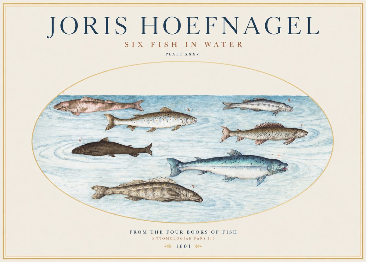 Joris Hoefnagel Six Fishes in Water I No5 - Poster