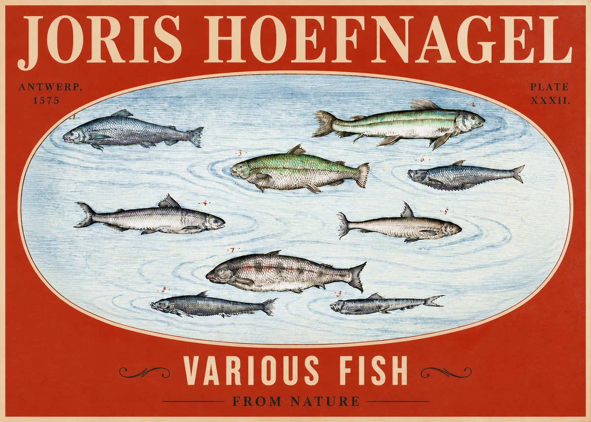 Joris Hoefnagel Various Fish from Nature No2 - Poster