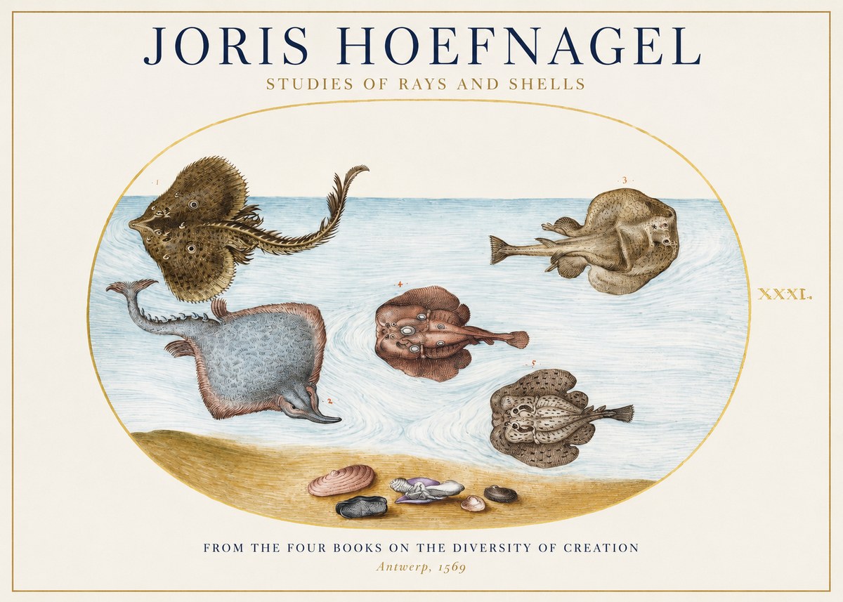 Joris Hoefnagel Studies of Rays and Shells No1 - Poster