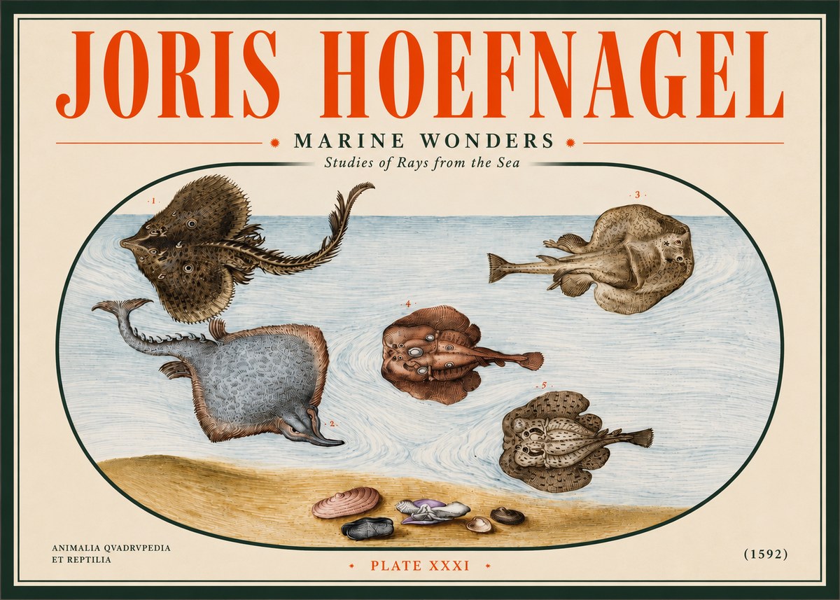 Joris Hoefnagel Studies of Rays and Shells No5 - Poster