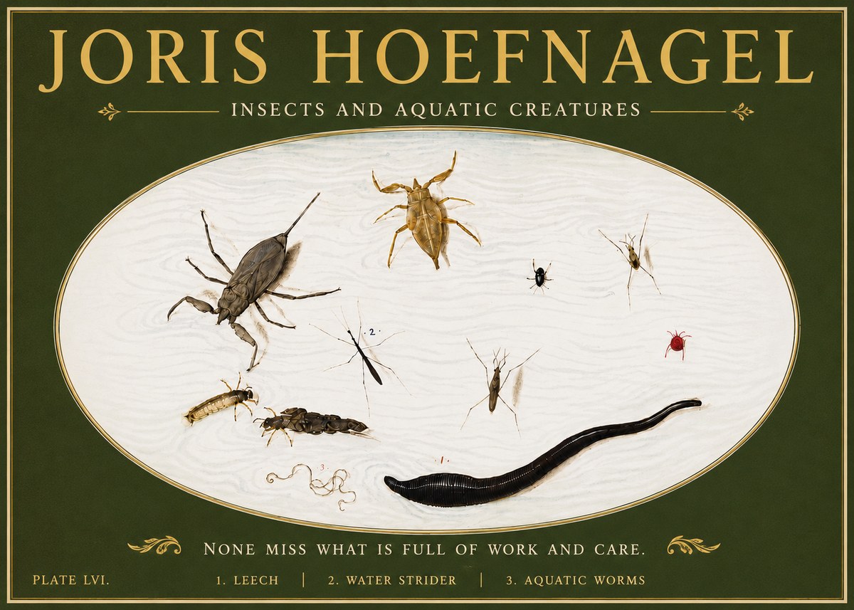 Joris Hoefnagel Insects and Aquatic Creatures No6 - Poster