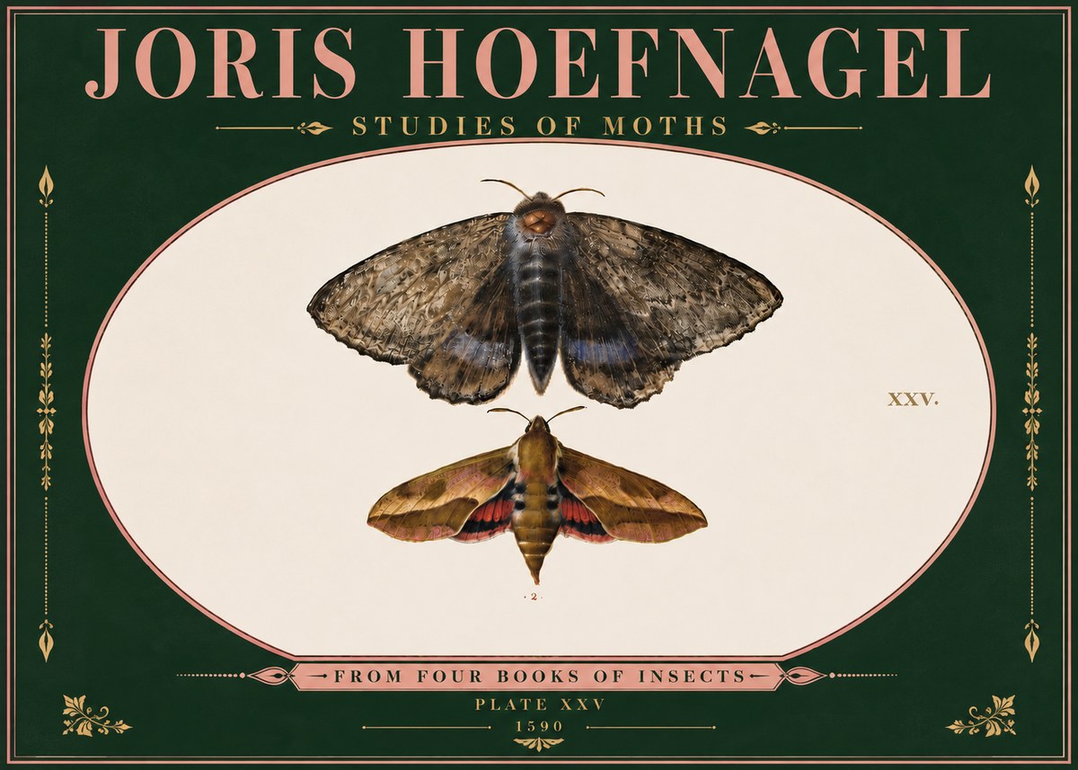 Joris Hoefnagel Studies of Moths I No6 - Poster
