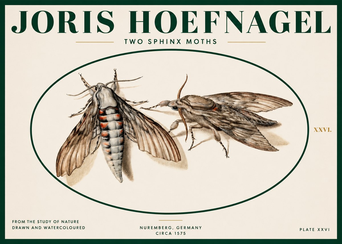 Joris Hoefnagel Two Sphinx Moths No2 - Poster