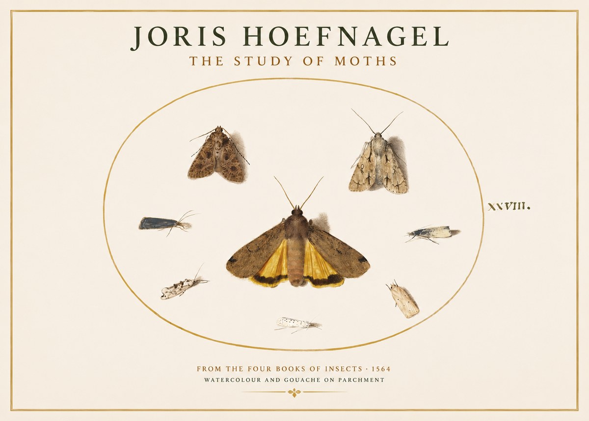 Joris Hoefnagel Study of Moths and Insects No4 - Poster