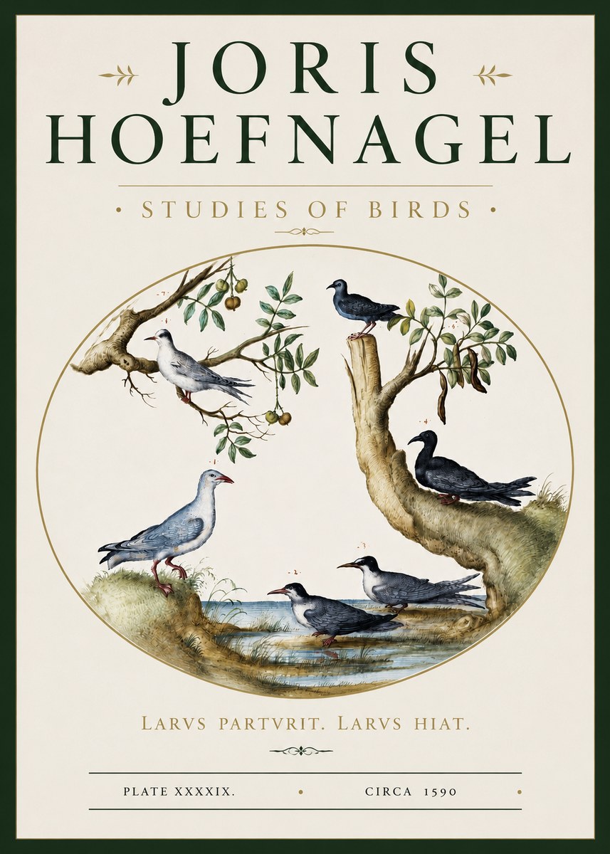 Joris Hoefnagel Studies of Birds II No3 - Poster