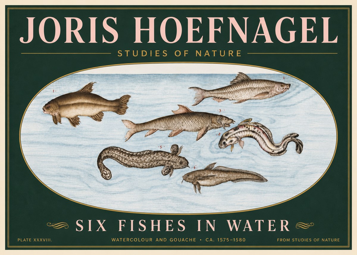 Joris Hoefnagel Six Fishes in Water II No6 - Poster