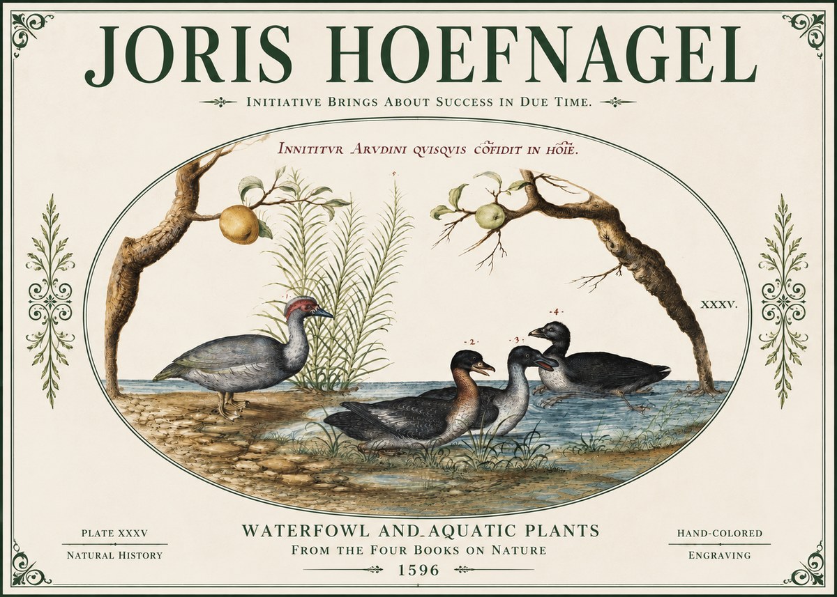 Joris Hoefnagel Waterfowl and Aquatic Plants No4 - Poster