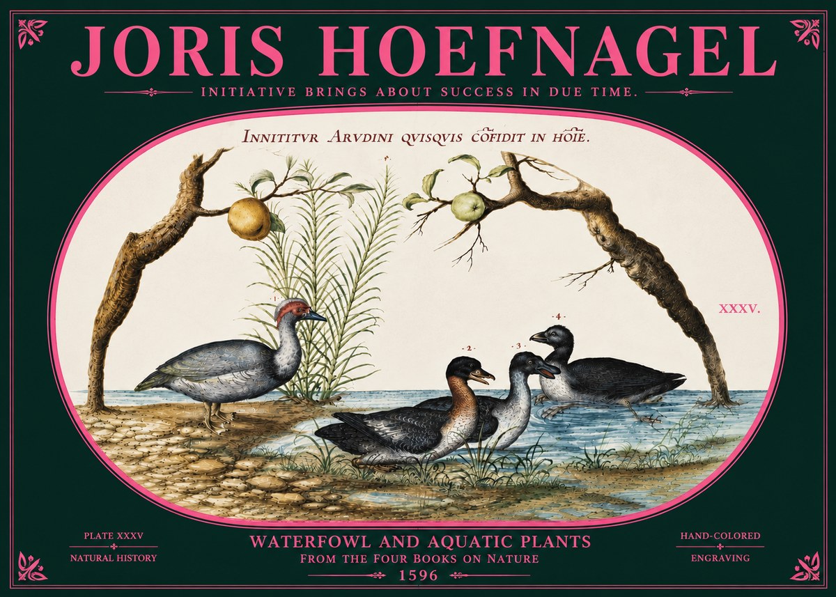 Joris Hoefnagel Waterfowl and Aquatic Plants No6 - Poster
