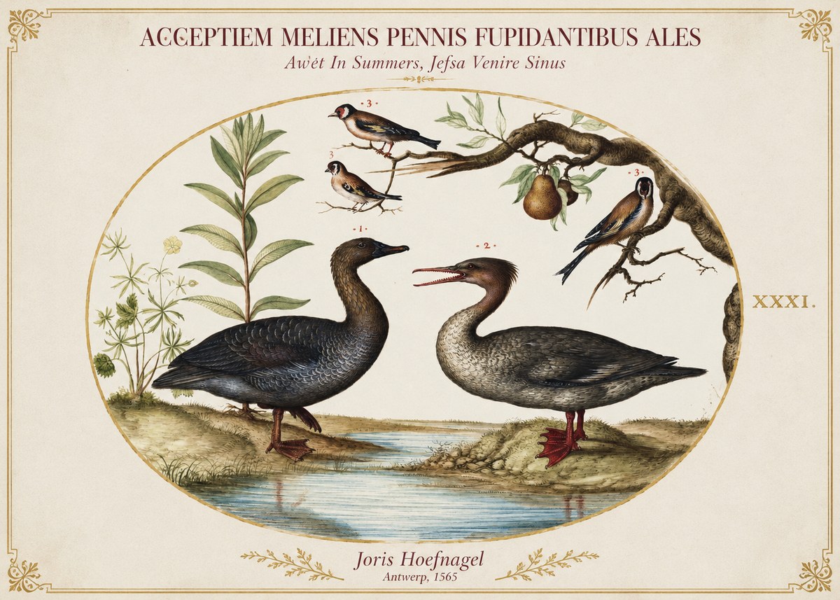 Joris Hoefnagel Acceptiem Meliens Pennis Fupidantibus Ales No1 - Poster