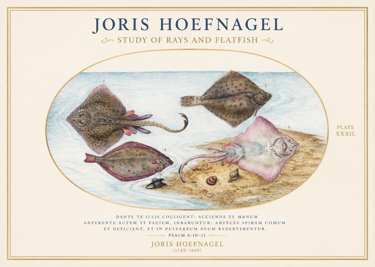 Joris Hoefnagel Study of Rays and Flatfish No1 - Poster