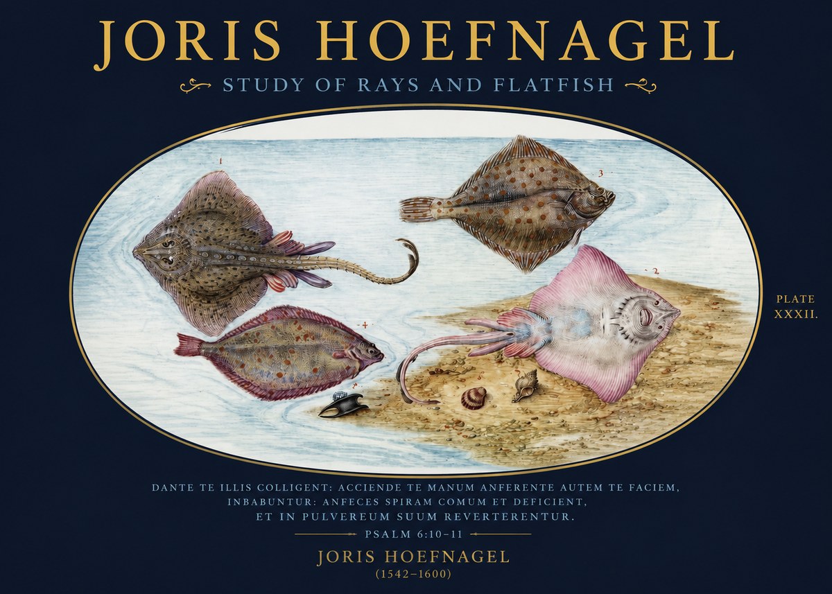 Joris Hoefnagel Study of Rays and Flatfish No2 - Poster