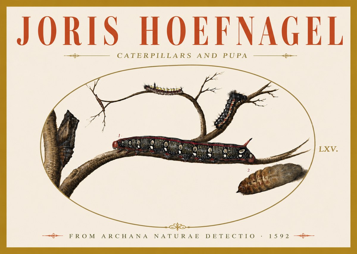 Joris Hoefnagel Caterpillars and Pupa No6 - Poster
