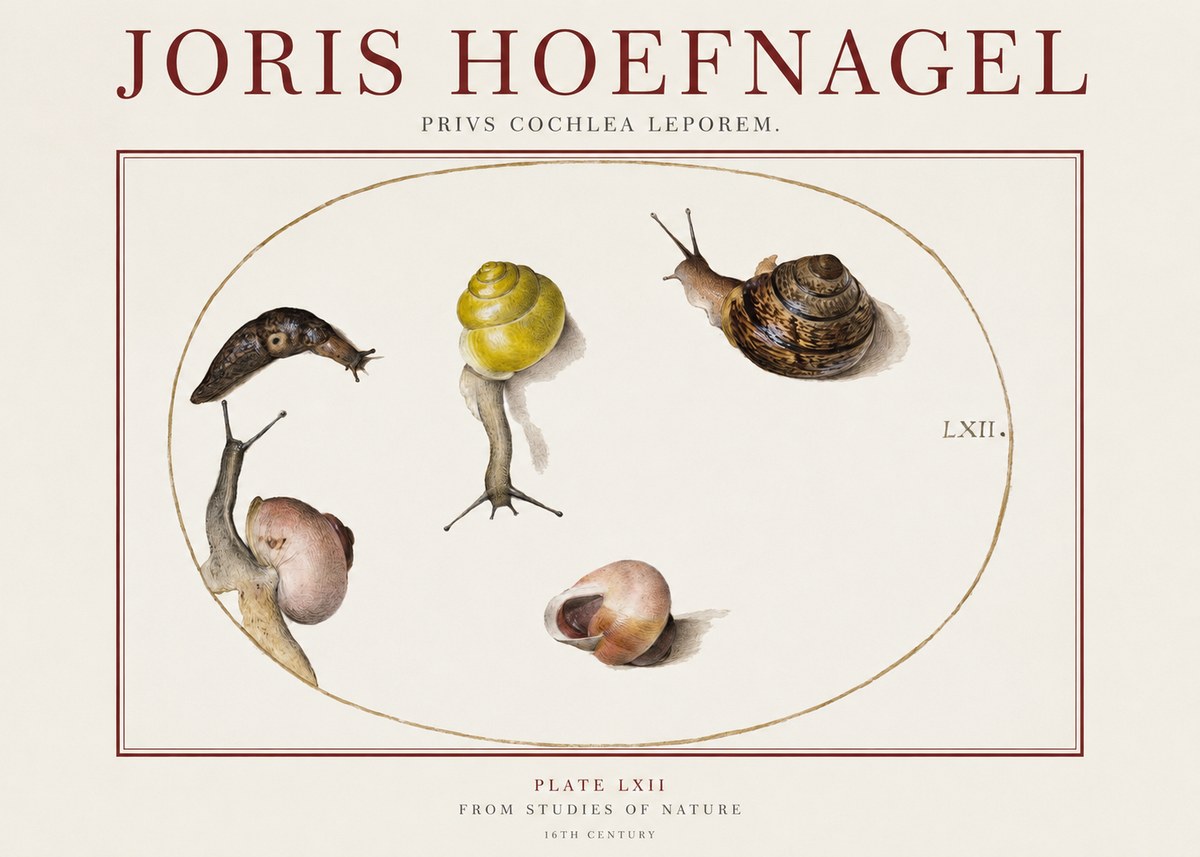 Joris Hoefnagel Privs Cochlea Leporem. No1 - Poster