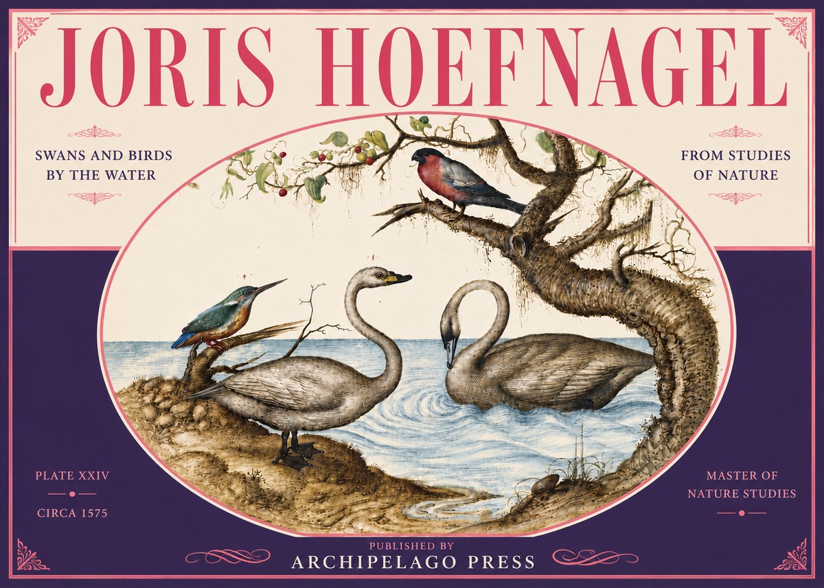 Joris Hoefnagel Swans and Birds by the Water No6 - Poster