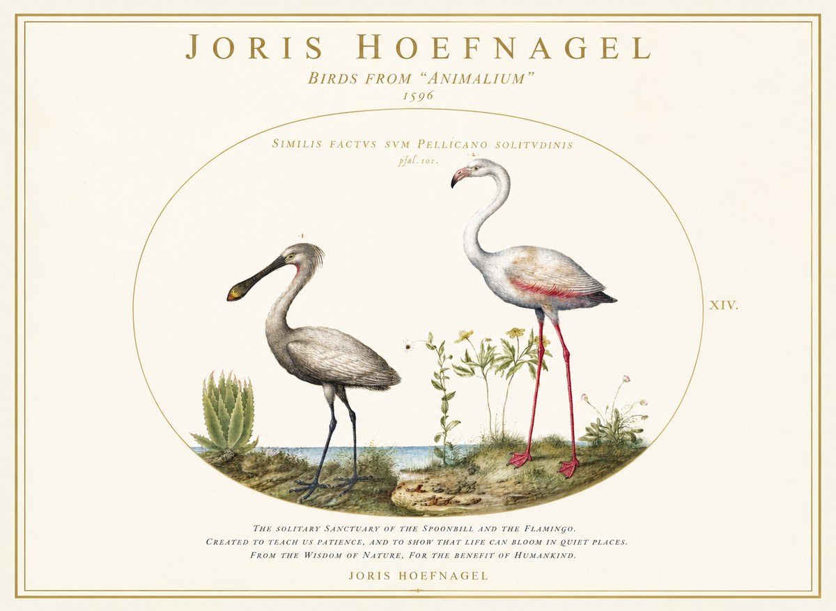 Joris Hoefnagel The Solitary Sanctuary of the Spoonbill and the Flamingo No1 - Poster