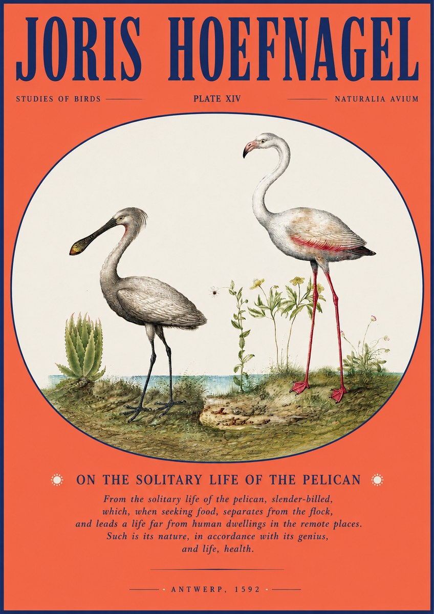 Joris Hoefnagel The Solitary Sanctuary of the Spoonbill and the Flamingo No4 - Poster