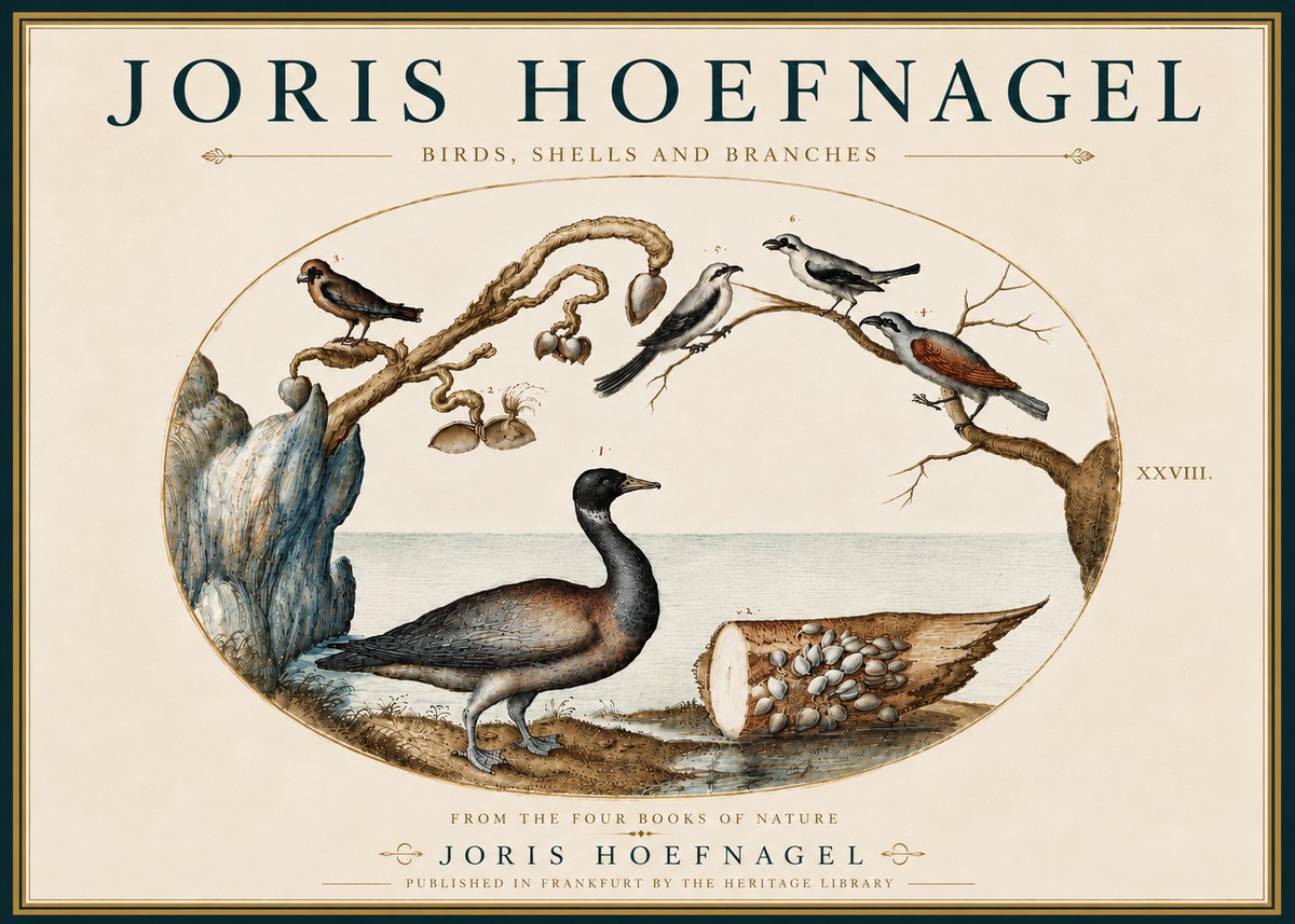 Joris Hoefnagel Birds, Shells and Branches No5 - Poster
