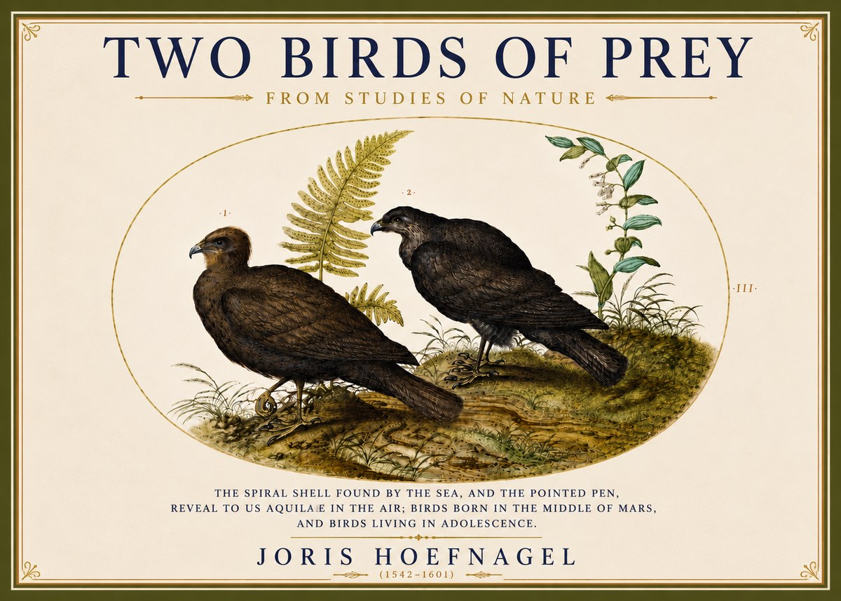 Joris Hoefnagel Two Birds of Prey - from Studies of Nature No5 - Poster