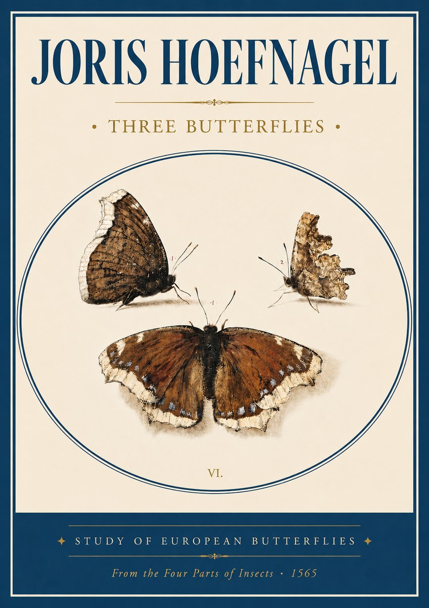 Joris Hoefnagel Three Butterflies I No4 - Poster