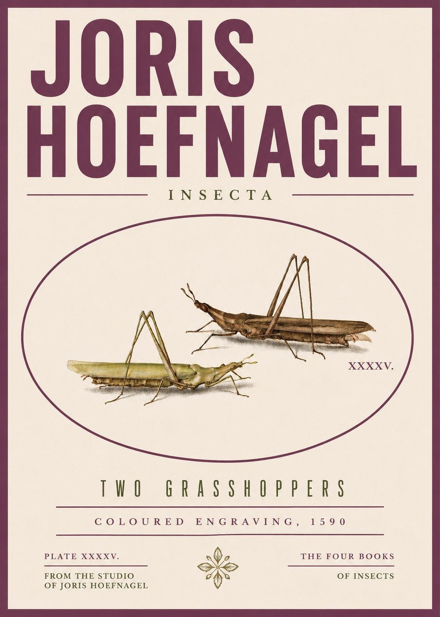 Joris Hoefnagel Two Grasshoppers No5 - Poster