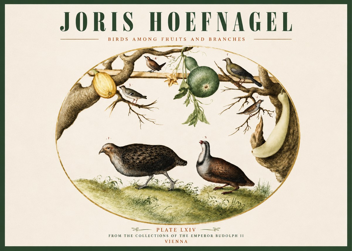 Joris Hoefnagel Birds Among Fruits and Branches No2 - Poster