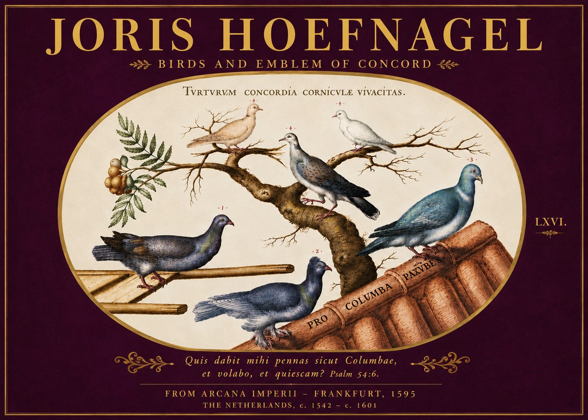 Joris Hoefnagel Birds and Emblem of Concord No5 - Poster