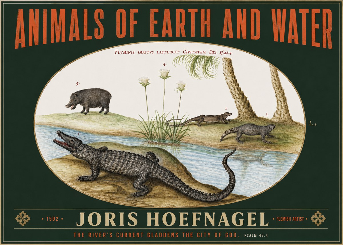 Joris Hoefnagel Animals of Earth and Water No2 - Poster