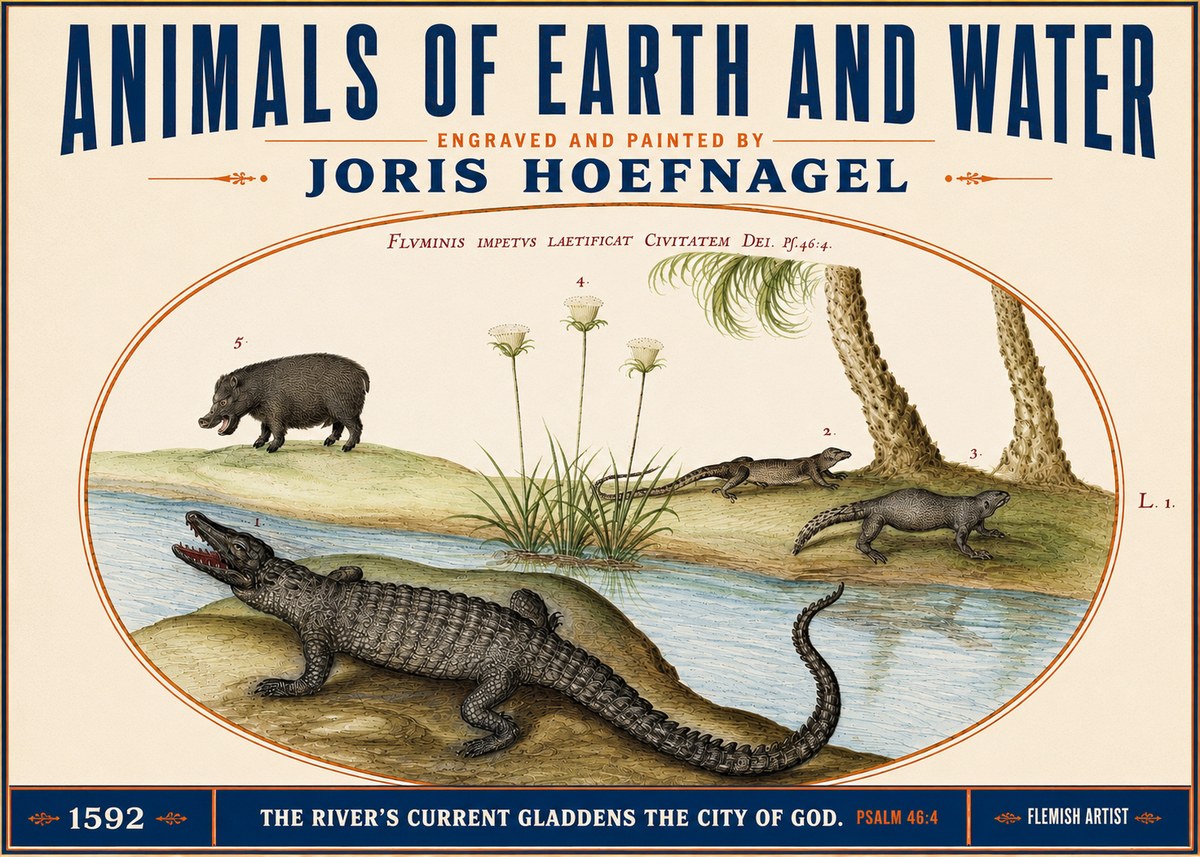 Joris Hoefnagel Animals of Earth and Water No3 - Poster