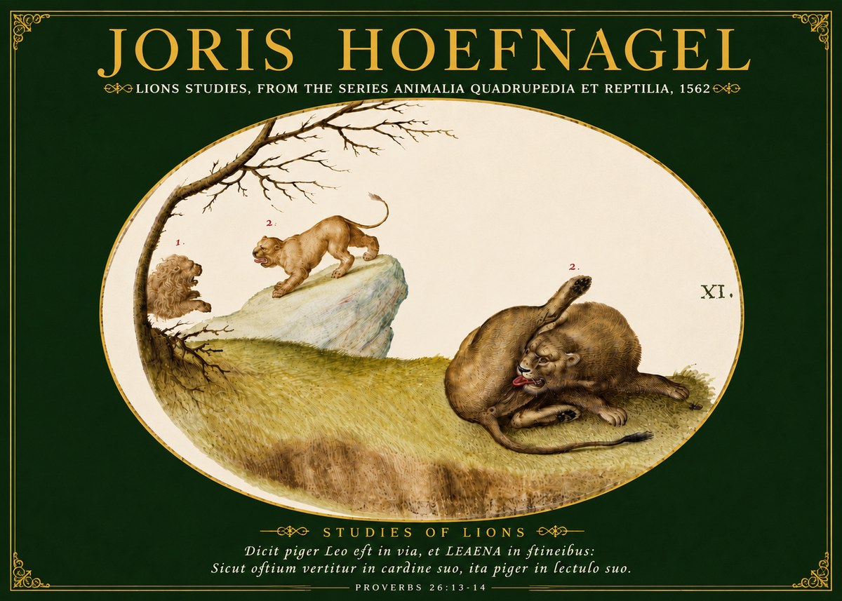 Joris Hoefnagel Lions Studies No5 - Poster