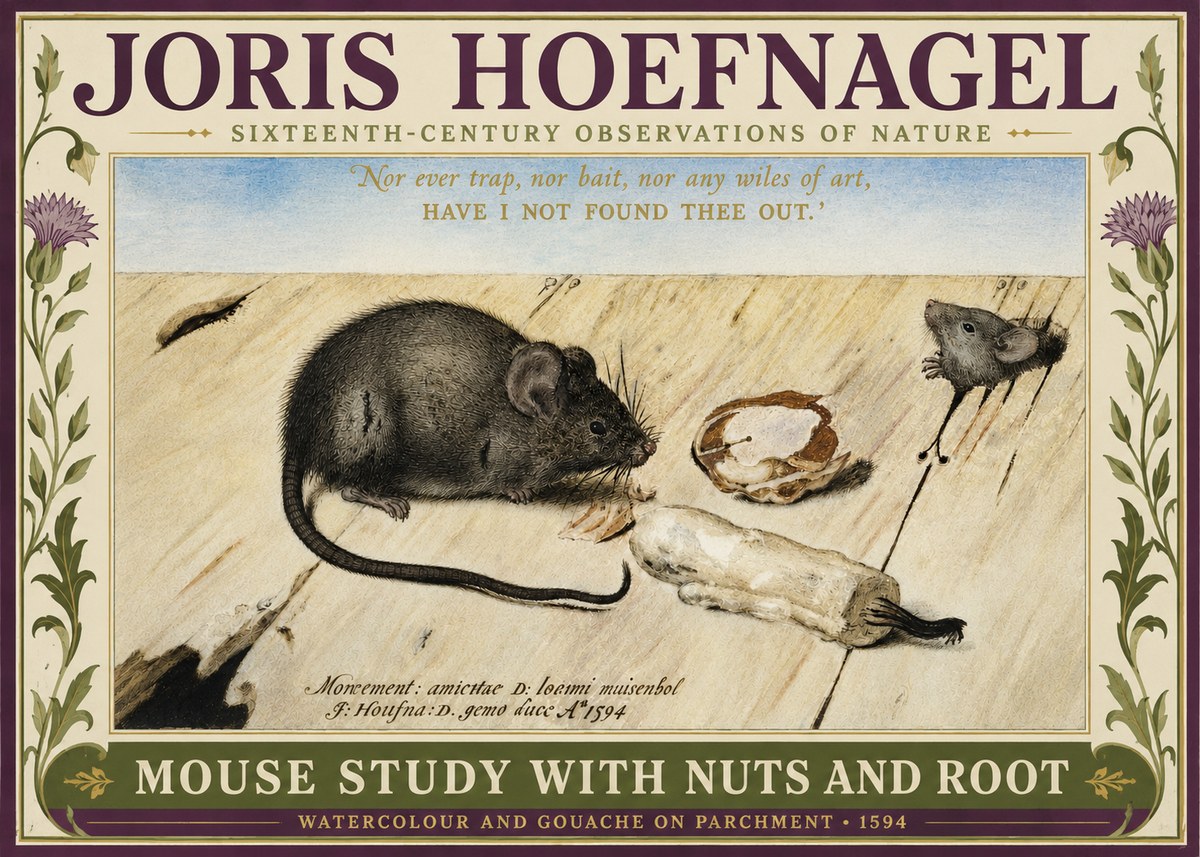 Joris Hoefnagel Mouse Study with Nuts and Root No3 - Poster