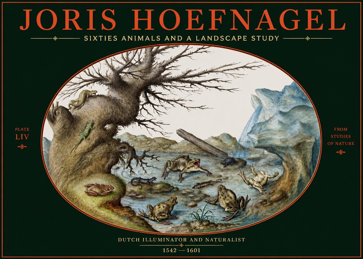 Joris Hoefnagel Sixtties Animals and a Landscape Study No2 - Poster