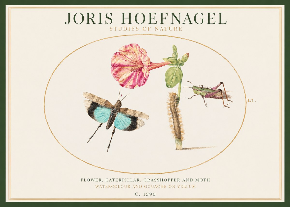 Joris Hoefnagel Plate L1. Studies of Insects and Plants No2 - Poster