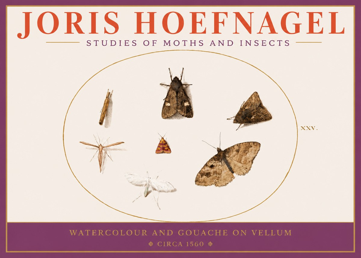 Joris Hoefnagel Studies of Moths and Insects - Xxv. No3 - Poster