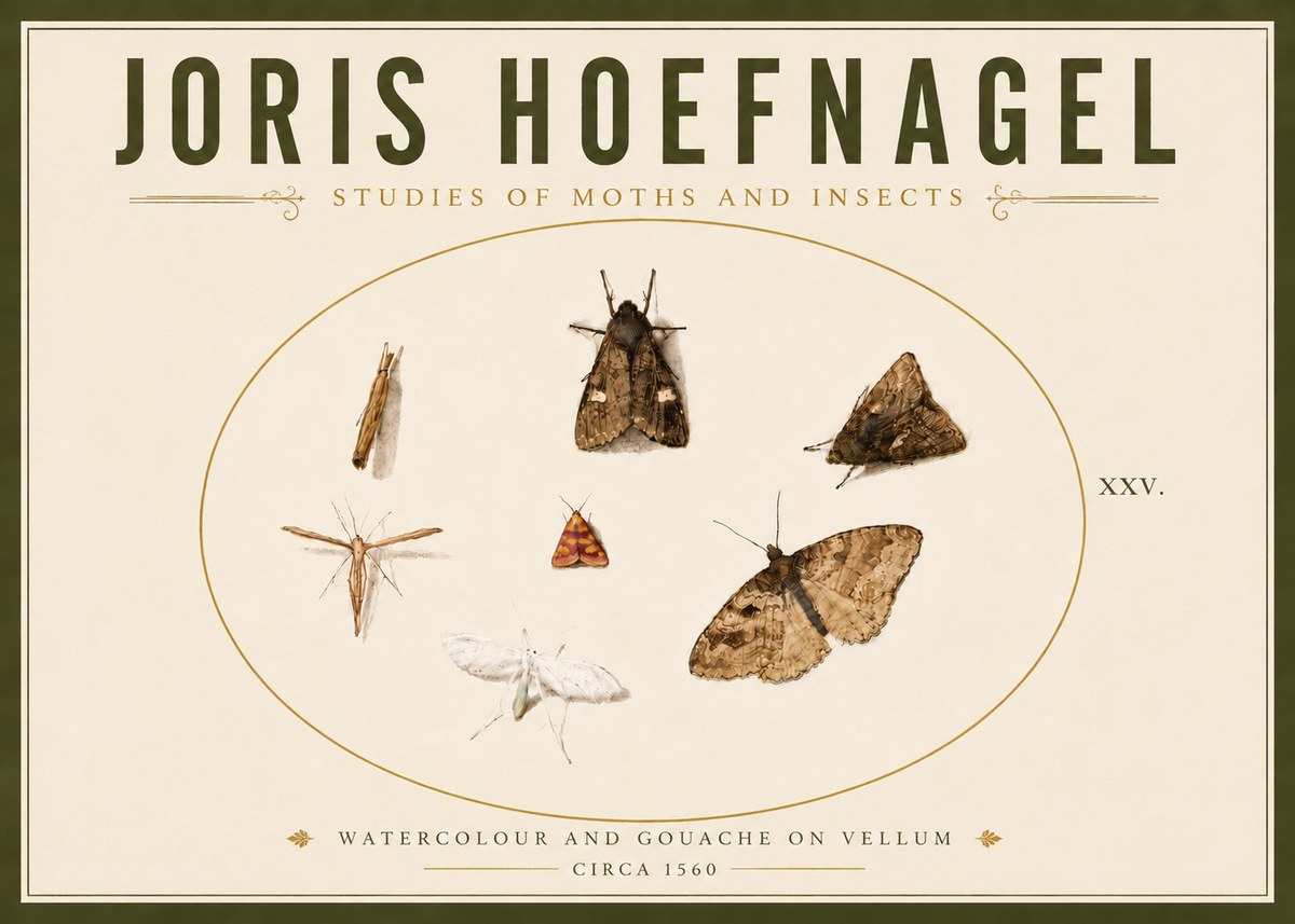 Joris Hoefnagel Studies of Moths and Insects - Xxv. No6 - Poster