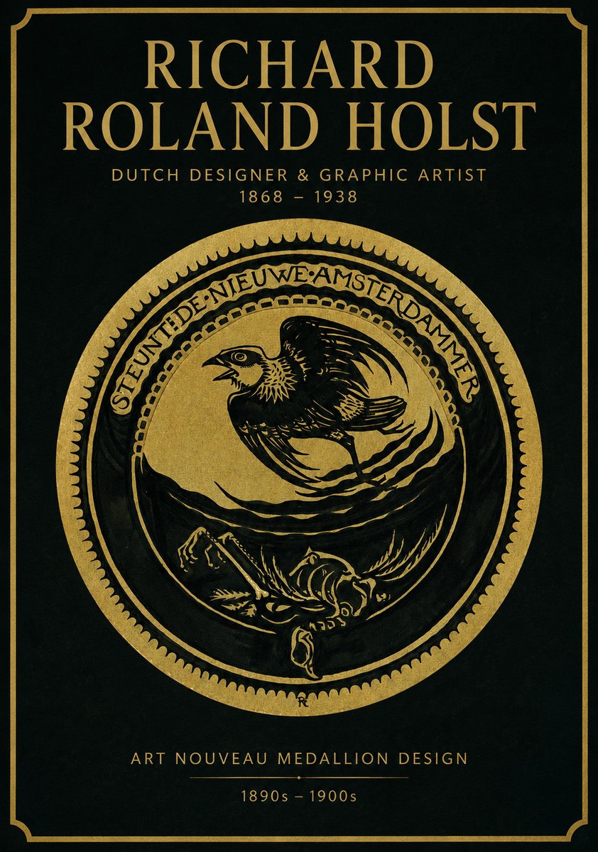 Richard Roland Holst Art Nouveau Medallion Design No2 - Poster
