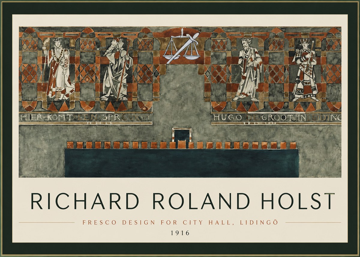 Richard Roland Holst Fresco Design - City Hall, Lidingö No2 - Poster