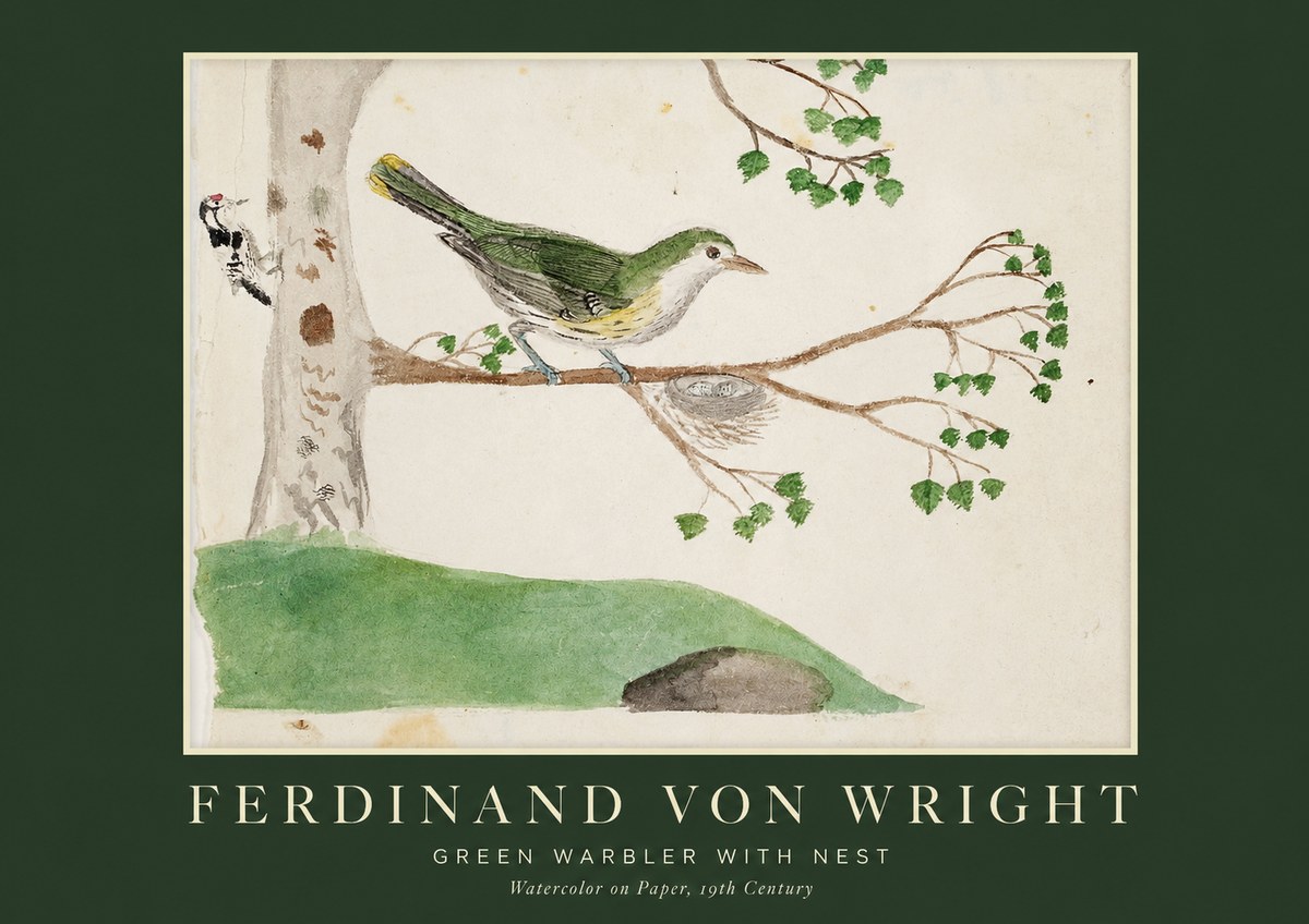 Ferdinand von Wright Green Warbler with Nest No1 - Poster