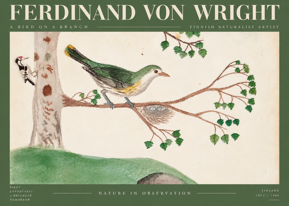 Ferdinand von Wright Green Warbler with Nest No6 - Poster