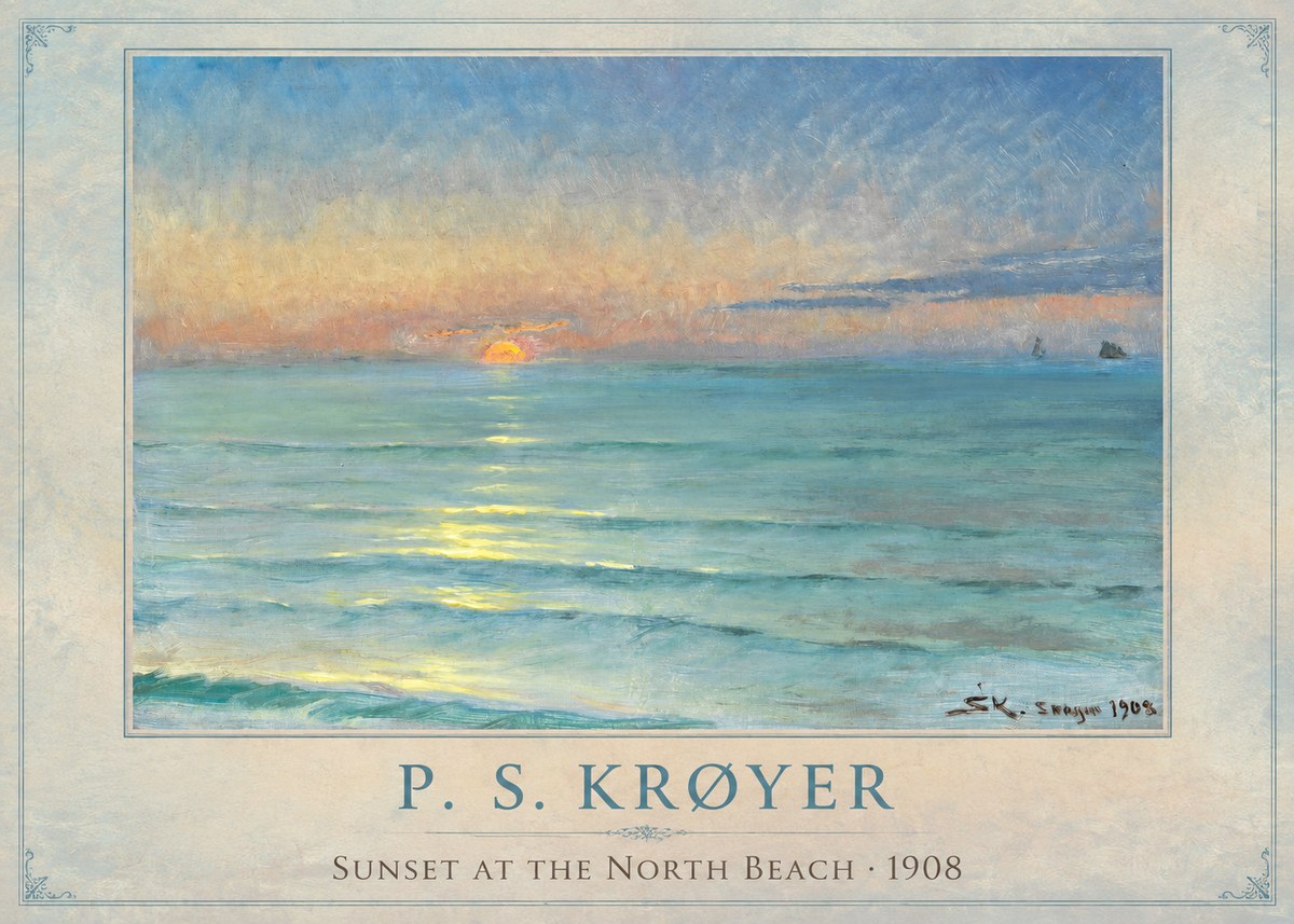 P.S. Krøyer Sunset at the North Beach No1 - Poster