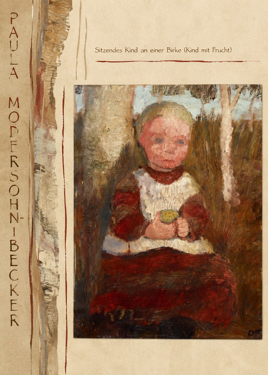 Paula Modersohn-Becker Sitzendes Kind an Einer Birke (Kind Mit Frucht) No3 - Poster